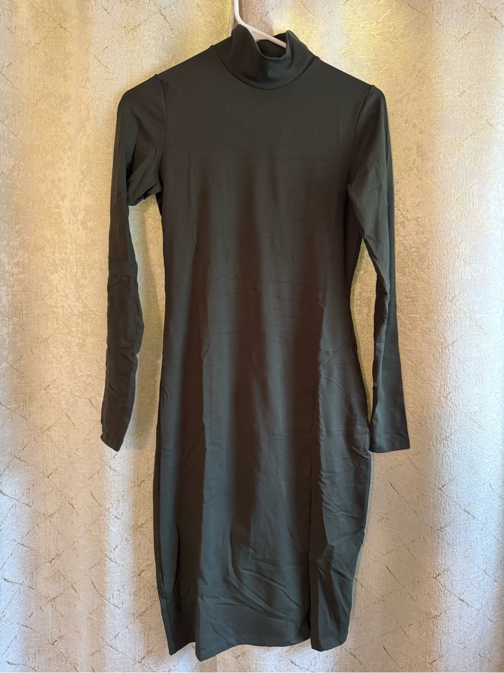 Susana Monaco Long Sleeve Turtleneck Bodycon Dress - Dark Green